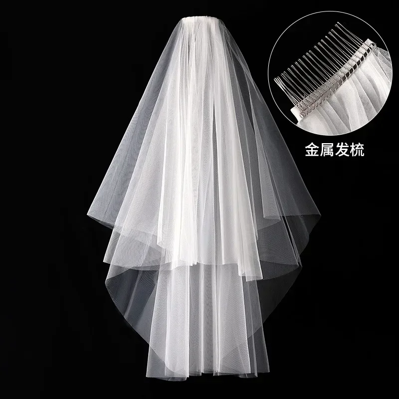 

2 Layer Wedding Bridal Elbow Satin Veil With Comb White Ivory 2025