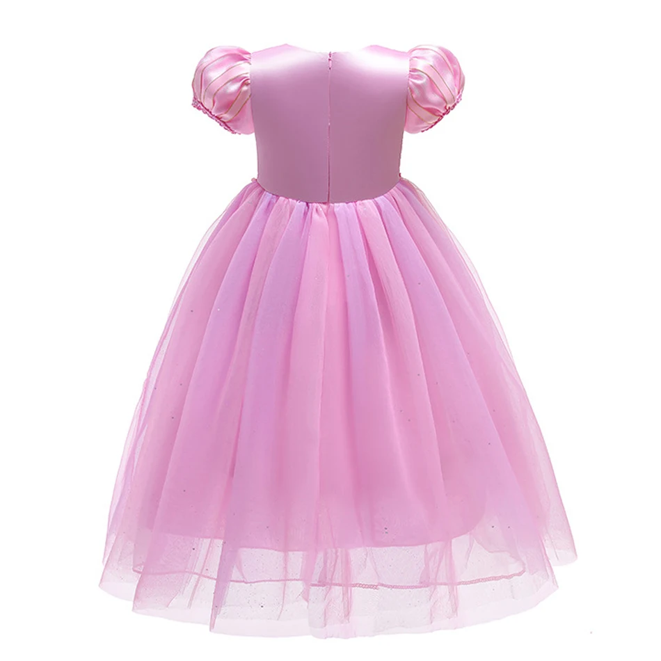 Raiponce-Robe en Maille à Paillettes Florales pour Bol, Cosplay, Princesse, Barrage LED Plus Riche, Halloween, Carnaval, ixà Thème d'Anniversaire, Costume pour Enfants