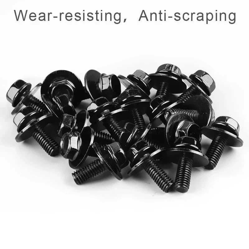 20/40Pcs M6x16mm Car Body Bolts Screws 10mm Hex 17mm Washer For Toyota Automotive Fastener Hardware Accessories Kit