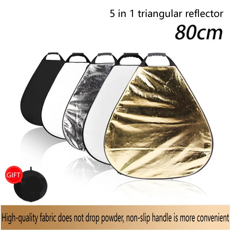 

Triangular reflector 80CM fill five-in-one soft light plate portable folding photo-absorbing studio portrait exterior scene