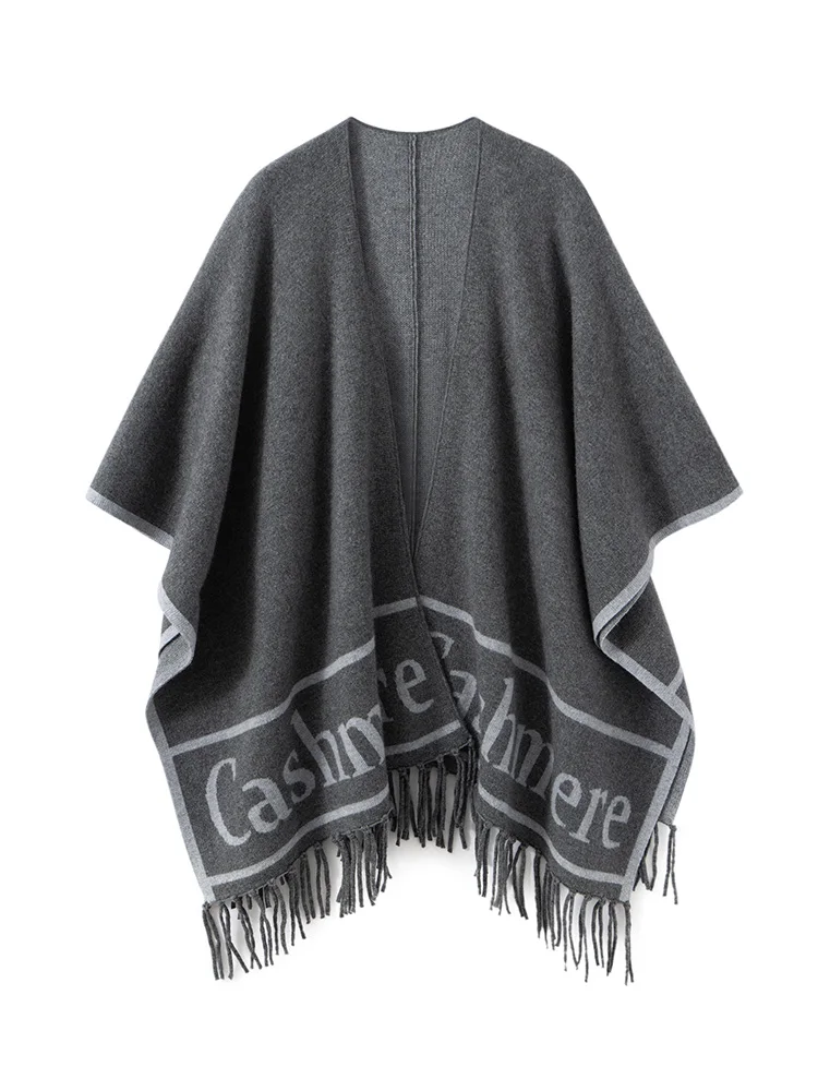Fashion Women Shawl Sweater 100% Cashmere Shawl Warm Female Mixed-use Cloak Autumn Winter Scarf French Tassel Cozy Wrap Clothing