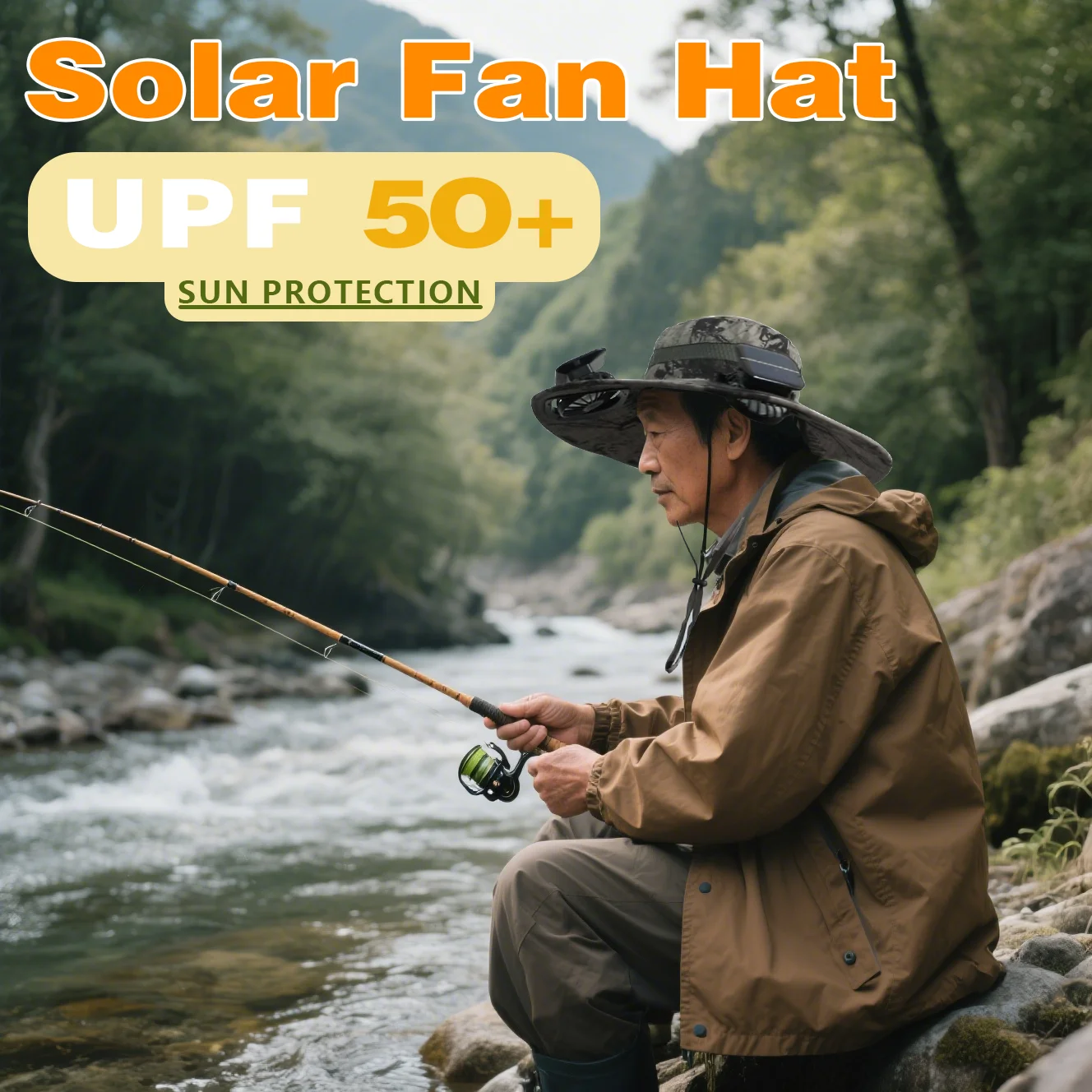 

Solar Fan Hat Wide Brim Solar Fan Outdoor Fishing Hat Solar Powered Fan Sun Hat with 2 Removable Fans for Hiking Gardening