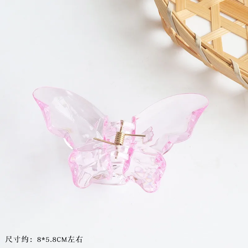 

New Sweet Colorful Clear Butterfly Hair Claw Women Girls Summer Acrylic Non-Slip Crystal Butterfly Hair Jaw Clip for Thin Hair