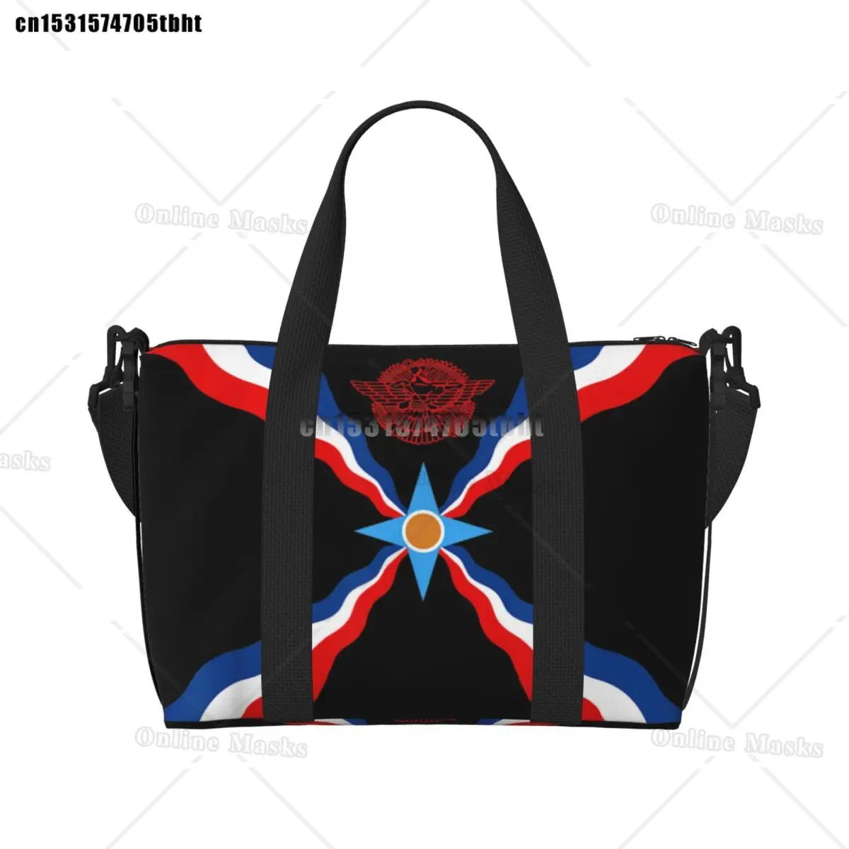 

Large Syriac Suryoyo Flag Logo Tote Bag for Women Aramean Assyria Shoulder Shopping Gym Beach Travel Bag