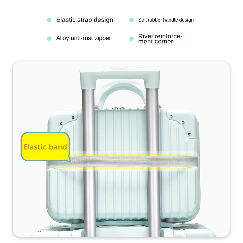 14 인치 화장품 상자 수하물 정리 메이크업 케이스, 소형 미니 여행 가방 비밀번호 상자 탑승 케이스