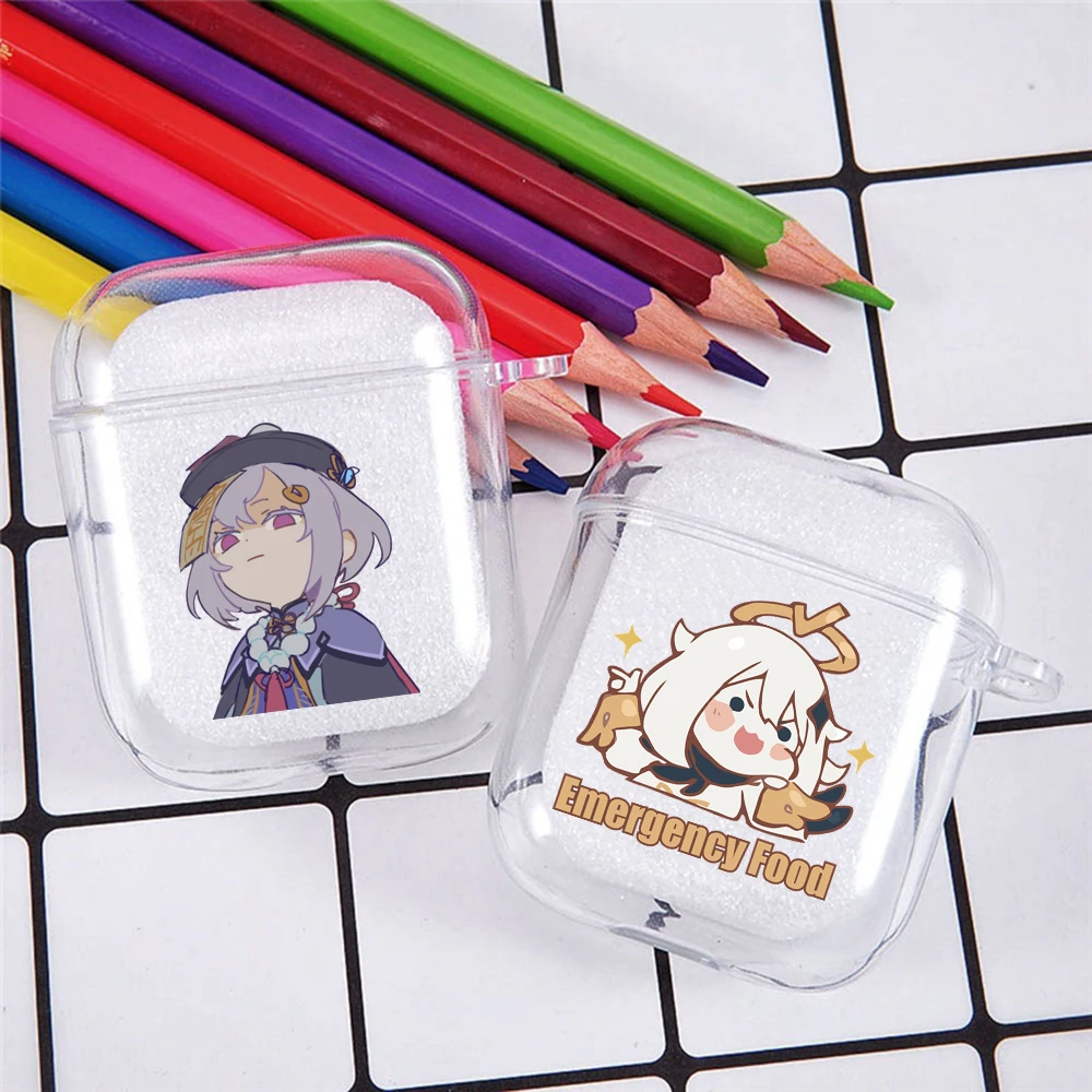 Cute Genshin Impact Characters Clear TPU Case for Airpods Pro 2 1 3 Zhongli Hutao Xiao Soft Silicone Cover Earphone Airpod Cases