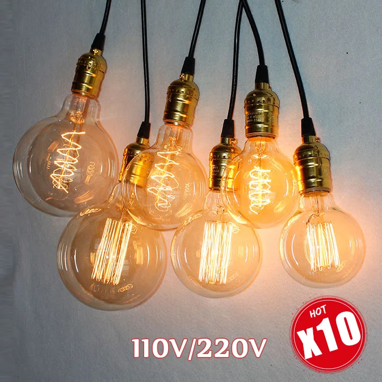 

Edison Light Bulb 110V 220V 10/8pcs E27 40W ST64 G80 G95 T10 T45 T185 A19 A60 Retro Filament Incandescent Ampoule Vintage Lamp