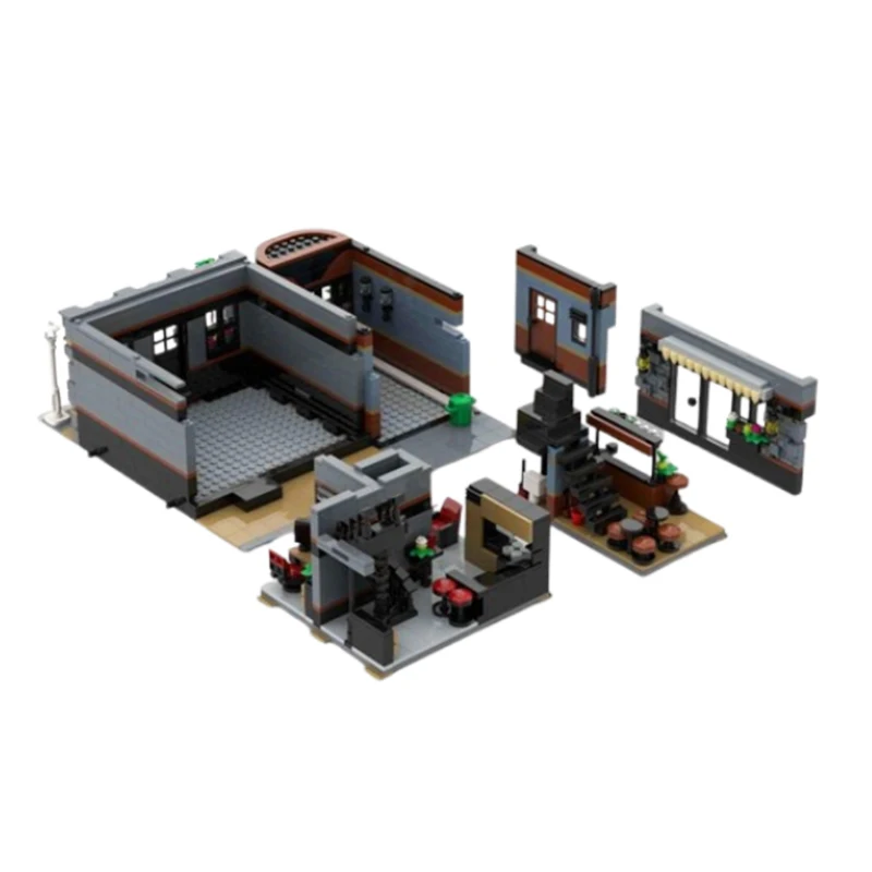 In stock MOC-45758 bar street view with interior f house building building block small particle building block model toy gift se