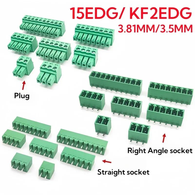 15EDG 3.81MM 3.5MM KF2EDG PCB Screw Terminal Block Connector PLUG PIN HEADER SOCKET 2/3/4/5/6/7/8/9/10/11/12/13/14/15/16P/18p