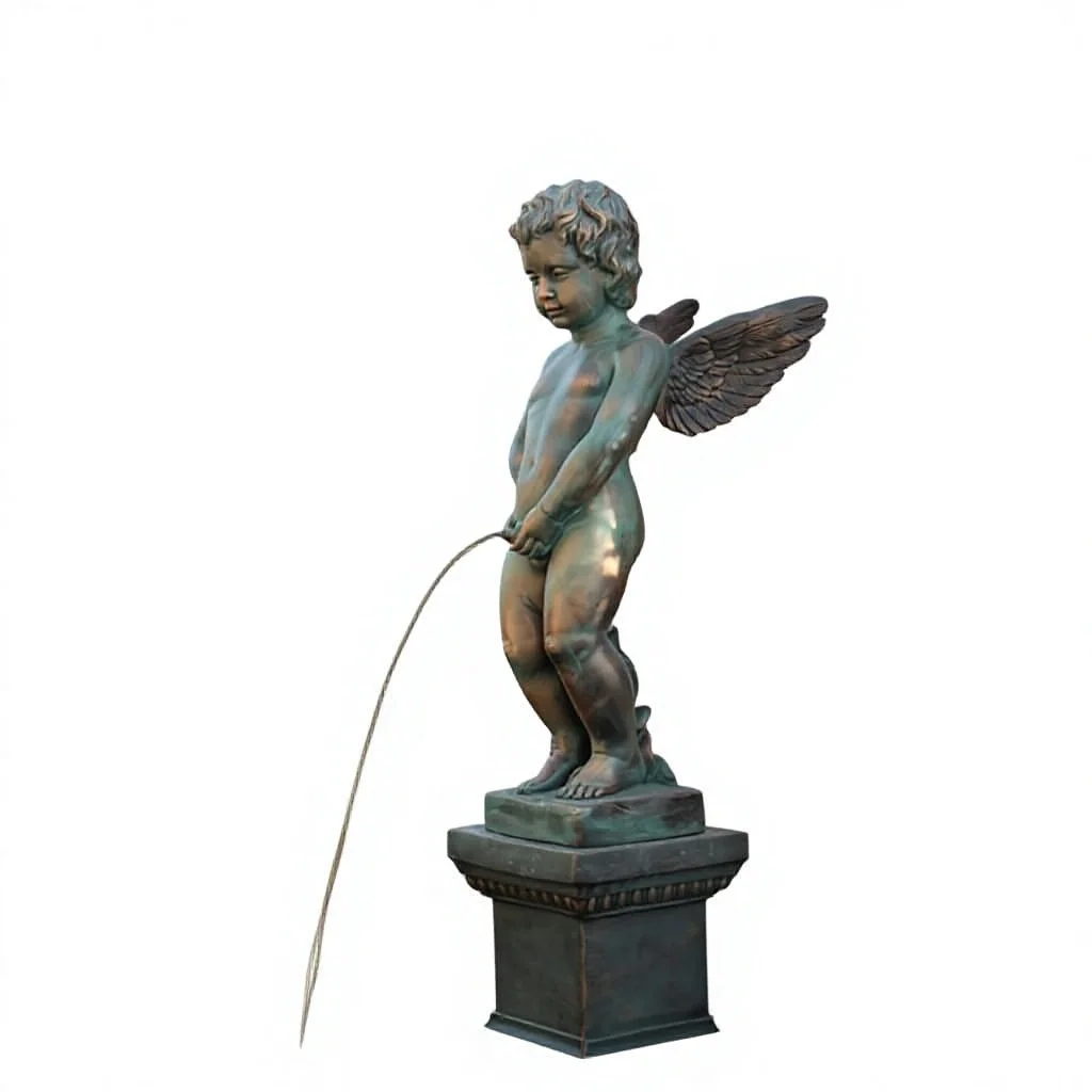 xx-European-style Fiberglass Urinating Boy Sculpture for Garden Fountain Tree Ponds-Customizable Landscape Ornament