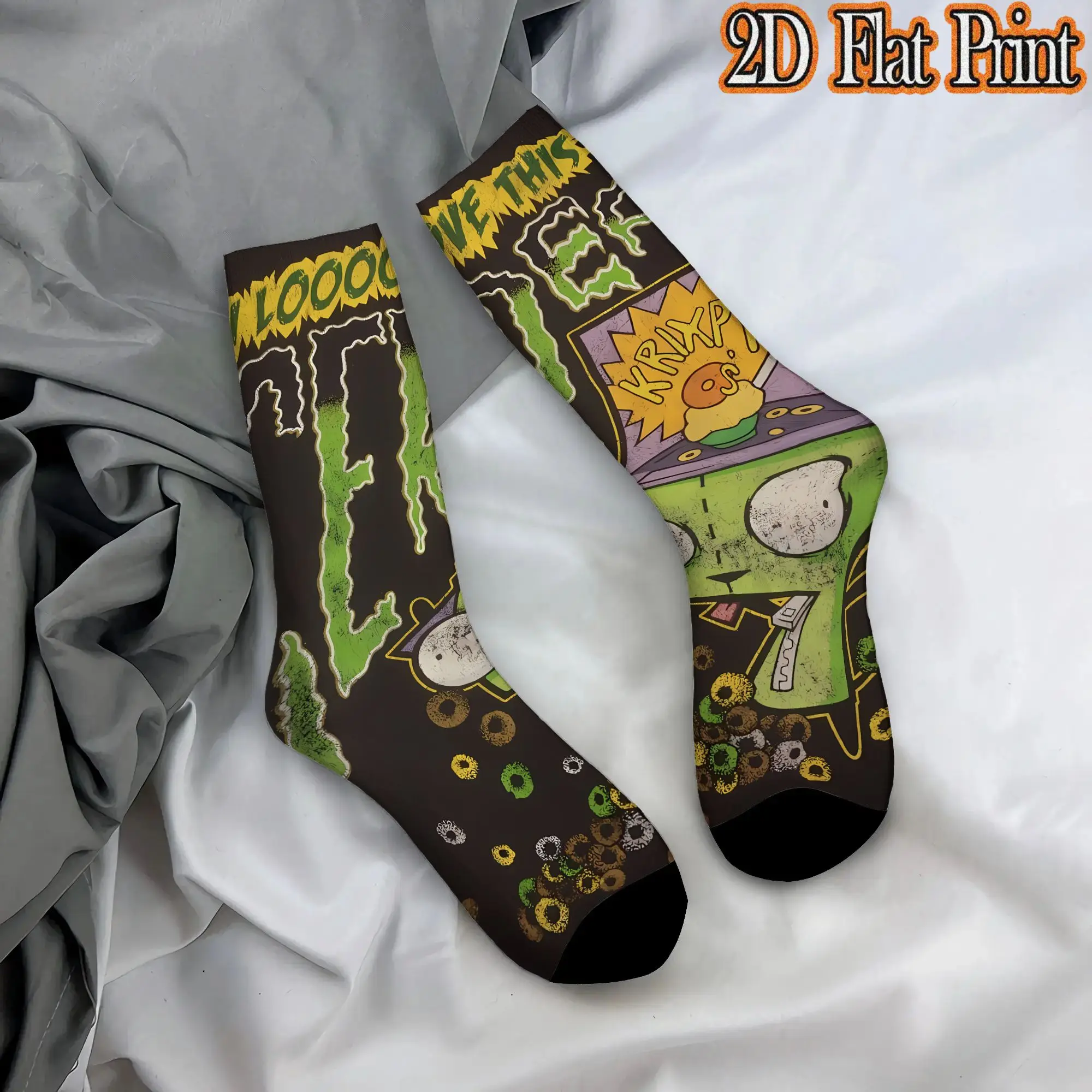 Invader Zim Anime Outdoor Men's  Mid Tube Winter Socks Unisex Suitable Crew Sock Cycling Socks