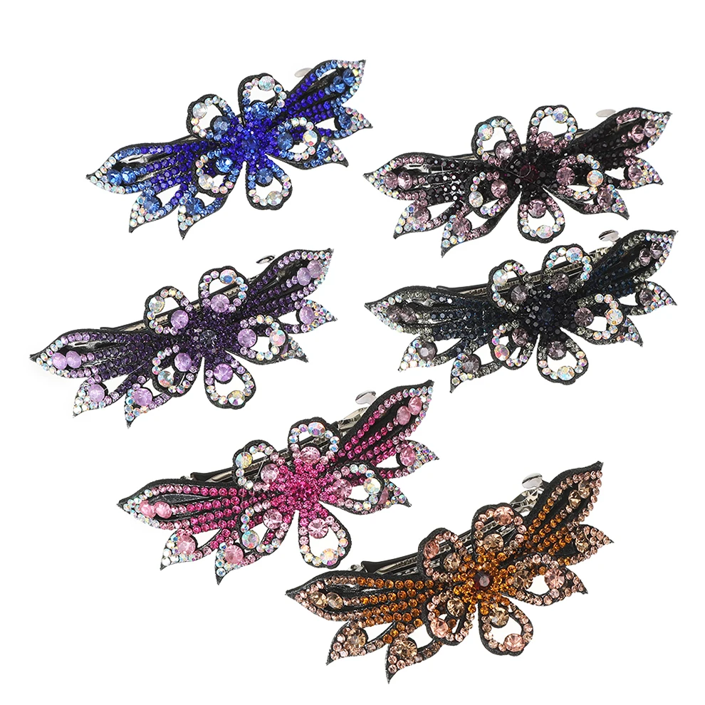 Molans Elegant Gradient Flower Rhinestone Hair Claws For Women's Fashion Big Crab Hairpin Hair Accessories Headdress