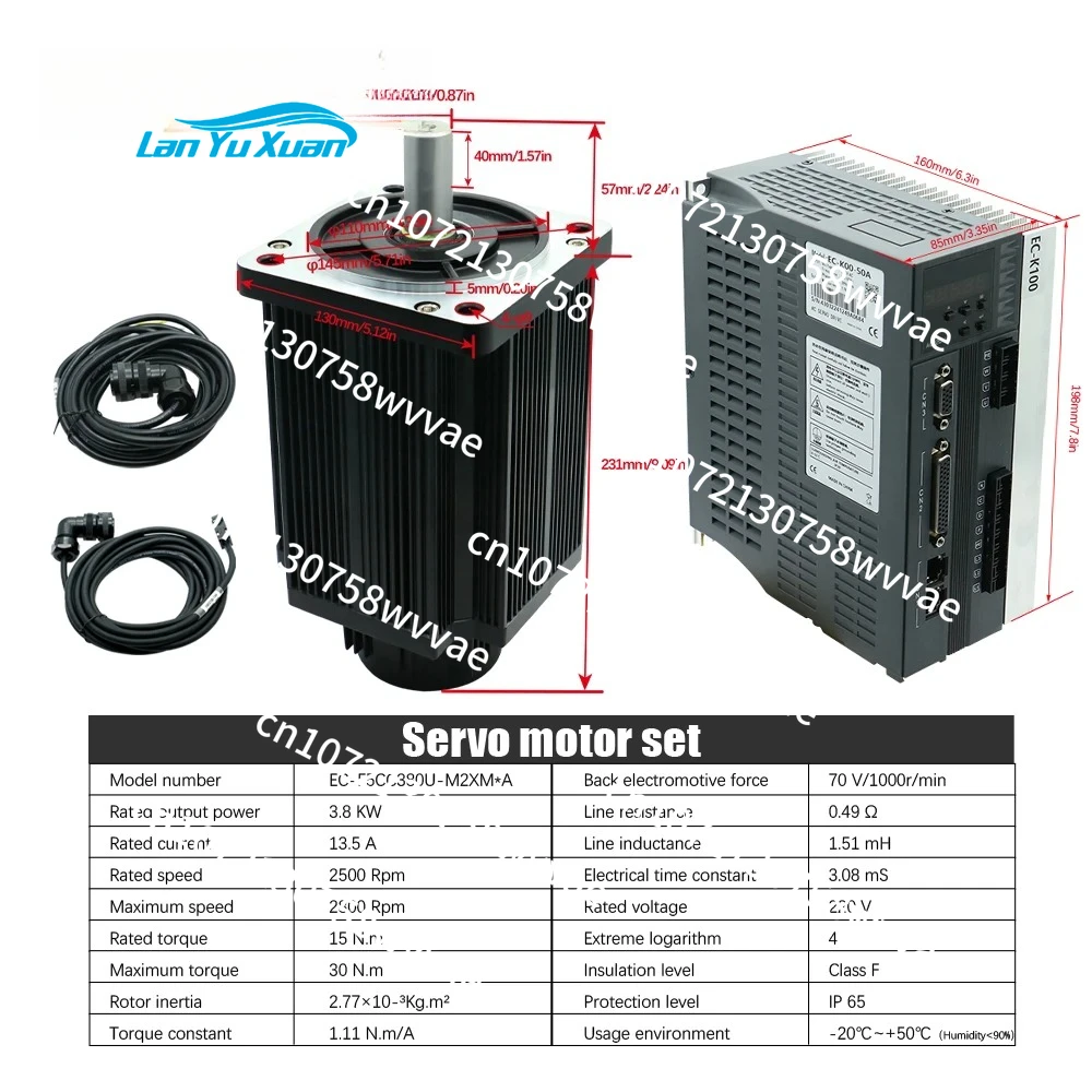 Hot Sales Servo Motor 3.8kw 2.3kw 1500RPM 2500RPM 15Nm Servo Motor Kit Support 5V 24V Pulse Signal  Analog 0-10V RS485 Modbus