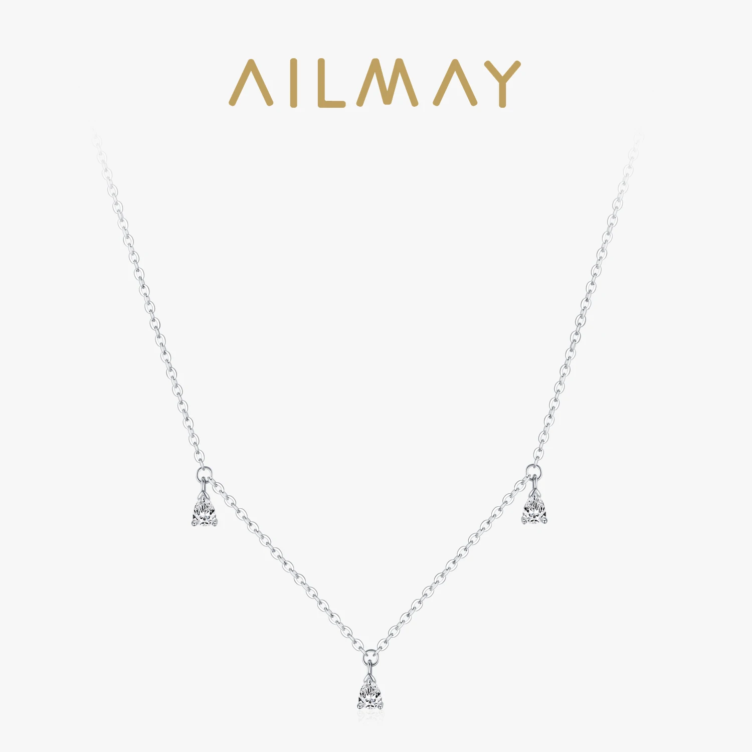 

Ailmay настоящее серебро 925 пробы с цирконием, кулон в виде капли воды, ожерелье для женщин, модное ювелирное изделие на день рождения для подруги, подарок
