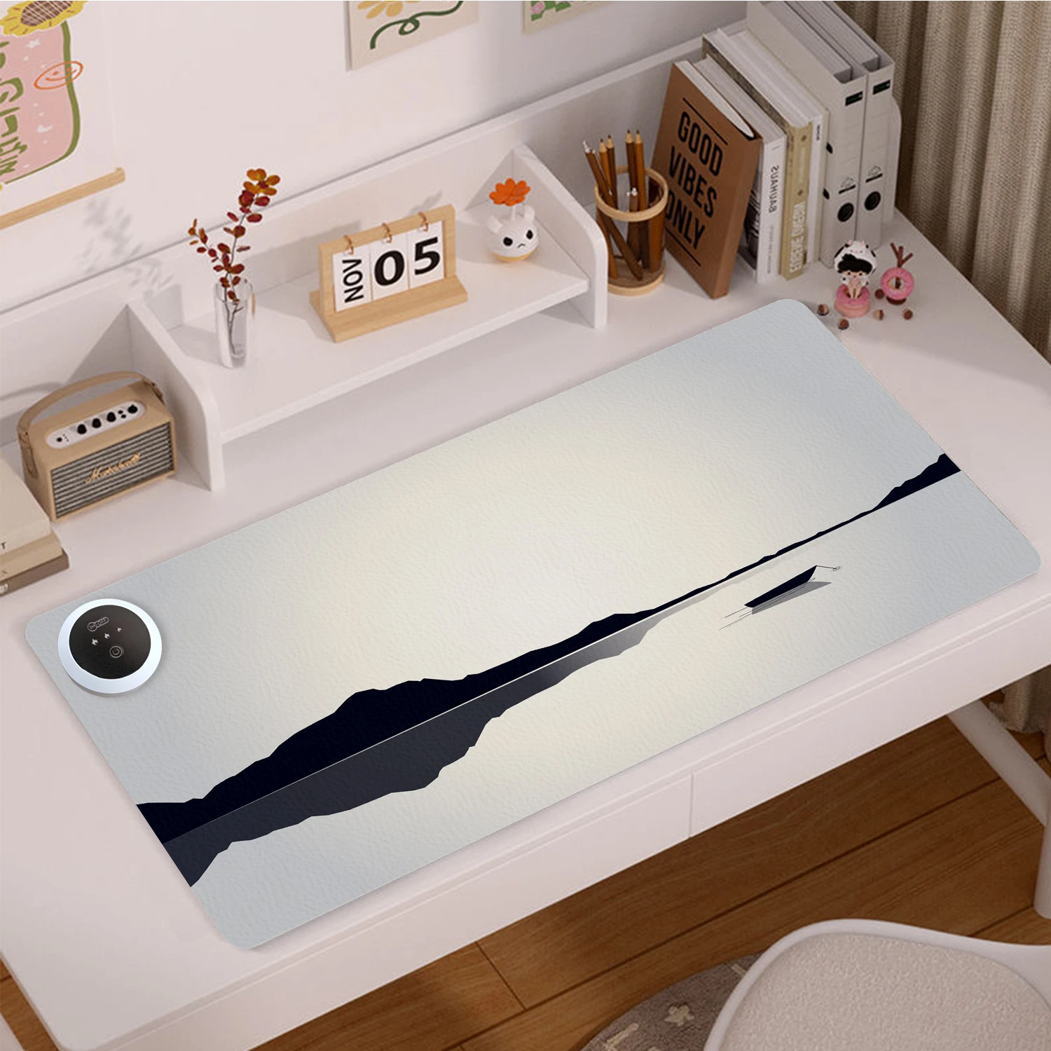 

220V Heated Mouse Pad Large Warm Hand Mousepad PU Leather Office Desk Pad with 3 Levels Heating & 3 Hours Auto Shut-Off