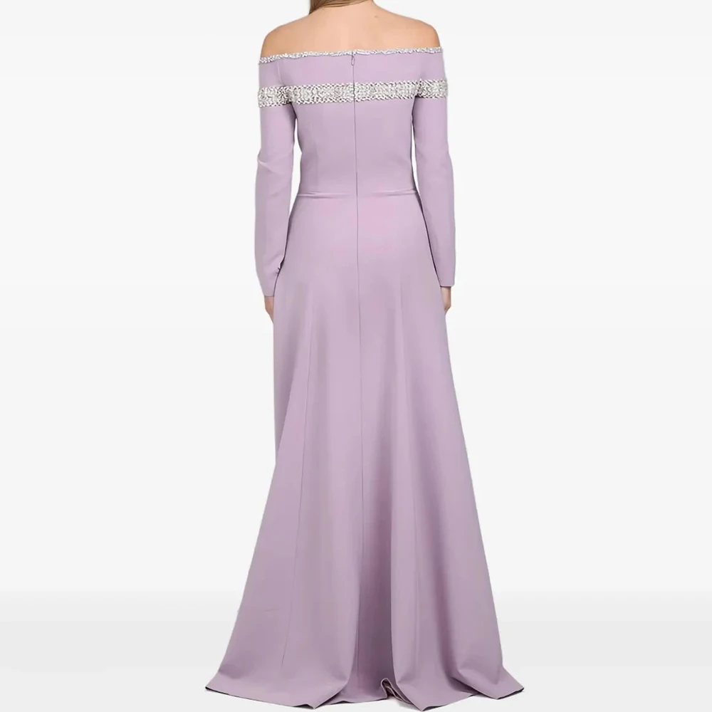 Vestidos de Noche de sirena para mujer, vestido de fiesta de manga larga hasta el suelo con hombros descubiertos, vestido personalizado drapeado con cristales a la moda