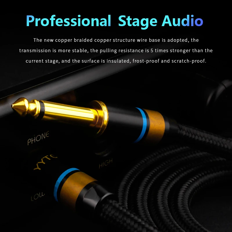 Aux Guitar Cable 6.5 Jack 6.5mm to 6.5mm Audio Cable 6.35mm Aux Cable for Stereo Guitar Mixer Amplifier Speaker Cable