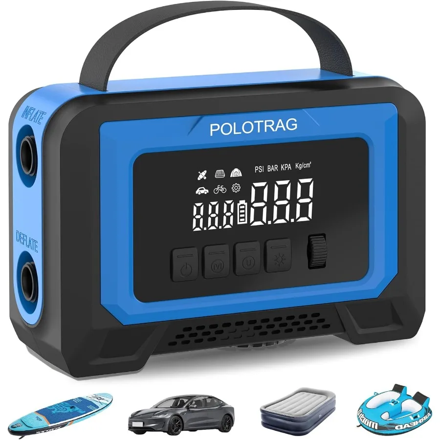 

Portable Cordless Air Pump for Paddleboards Car Tires Mattresses - Rechargeable Inflator with Auto-Off and Deflate Function Ele