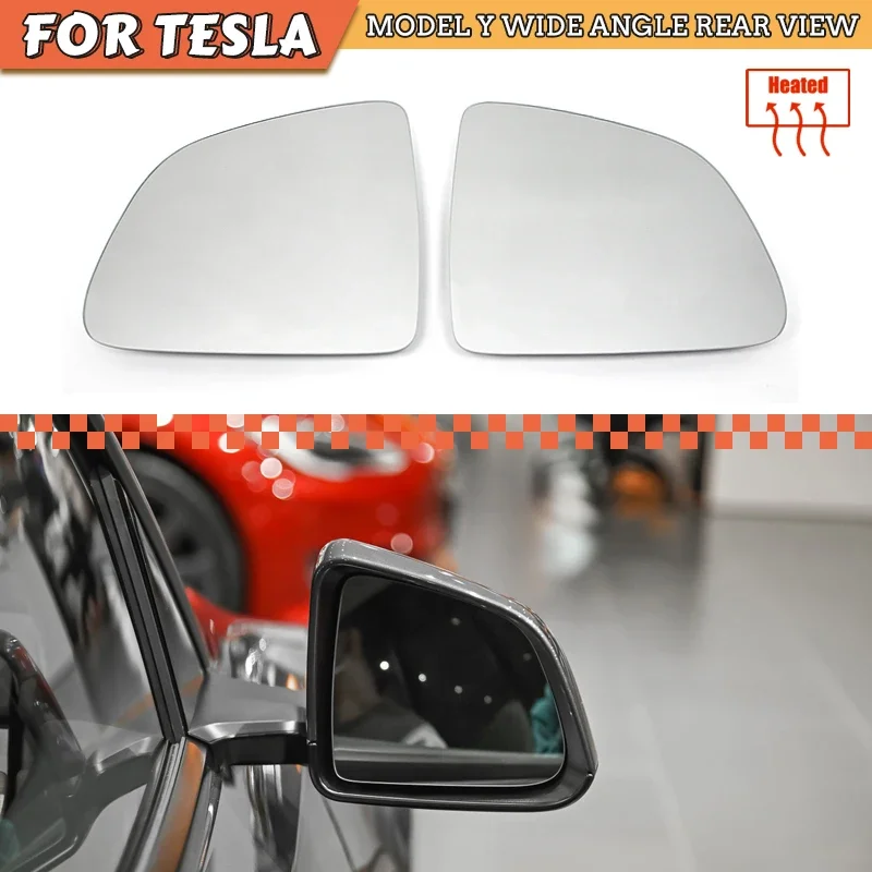 Für Tesla Model Y 2019 2020 2021 Echtes 1000R 1 Paar Seitenspiegelglas Weitwinkel Blendschutz ModelY Flügelspiegel