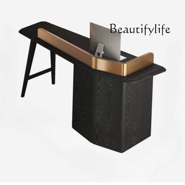 

LJYNegozio di abbigliamento, pagina di cassa personalizzata, bancone bar, bancone reception nero di lusso ad alto senso