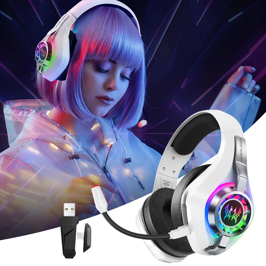 

Wireless Gaming Headset 2.4G 20ms Low Latency RGB 7.1 Surround Sound Bluetooth Over-Ear Headset with mic for PC Mac PS4 PS5