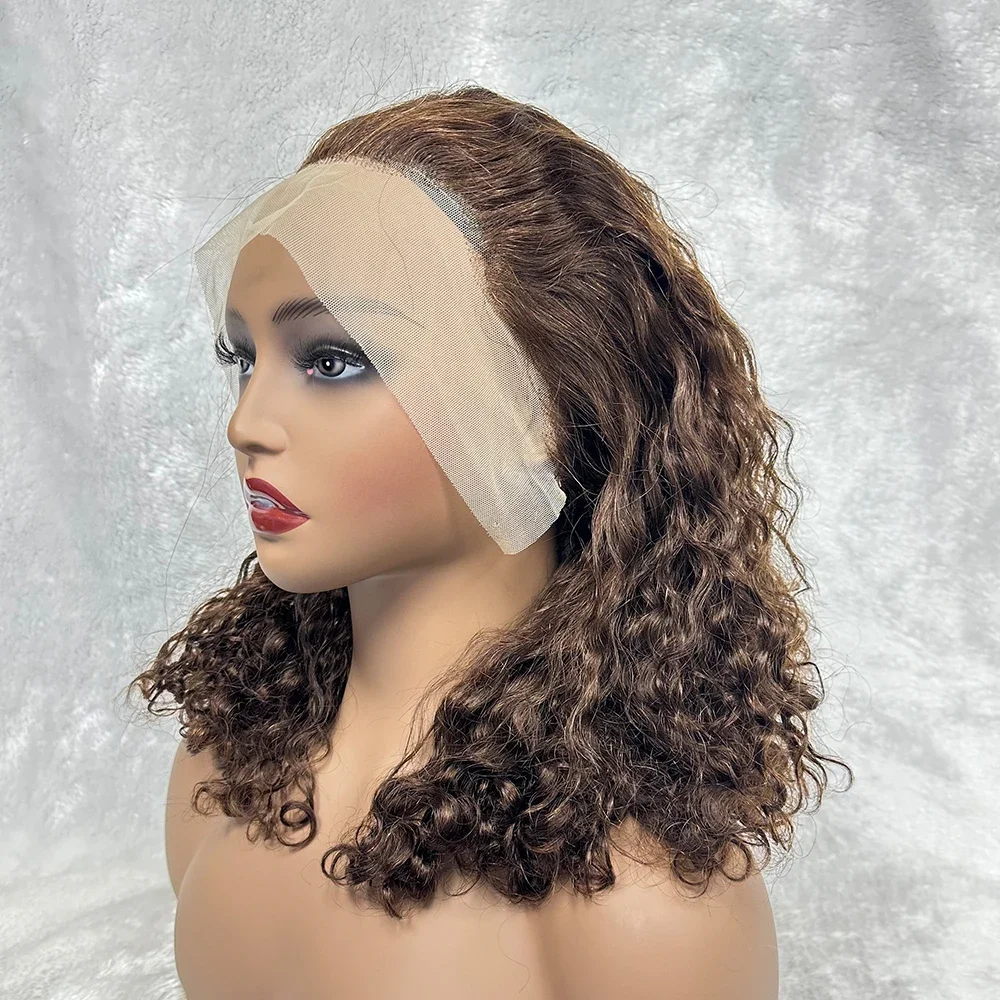 13x4 Deep Wave Lace Frontal Wig Human Hair 99J Burgundy Full Lace Front Wigs Red Colored HD Pixie Curly India Human Hair Wigs