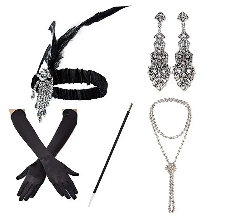 Conjunto de accesorios del gran Gatsby 1920s para mujer, diadema, diadema, disfraz, Flapper, venta al por mayor