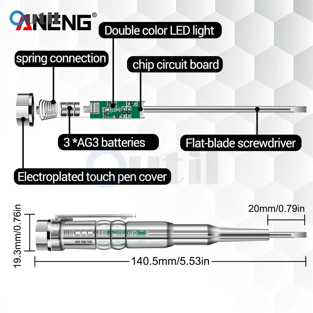 Bolígrafo probador de voltaje inteligente, lápiz de prueba de inducción sin contacto, voltímetro, Detector de potencia, destornillador eléctrico, CA