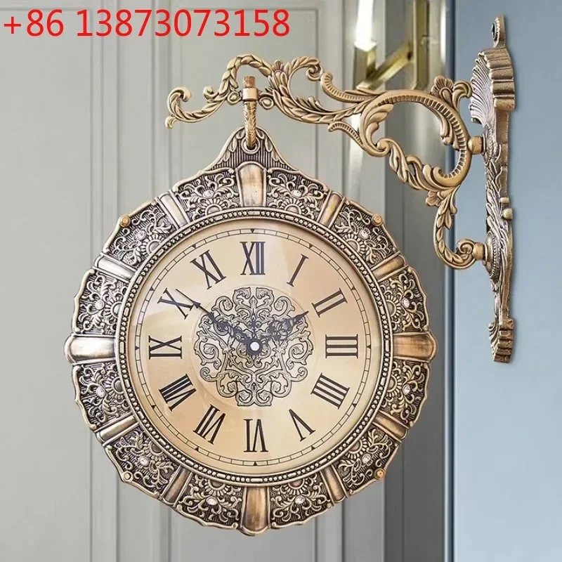 Nordic Retro Living Room Wall Clock Silent Double-sided Luxury Creative Aesthetic Art Wall Clocks Home Decoration Gift Ideas