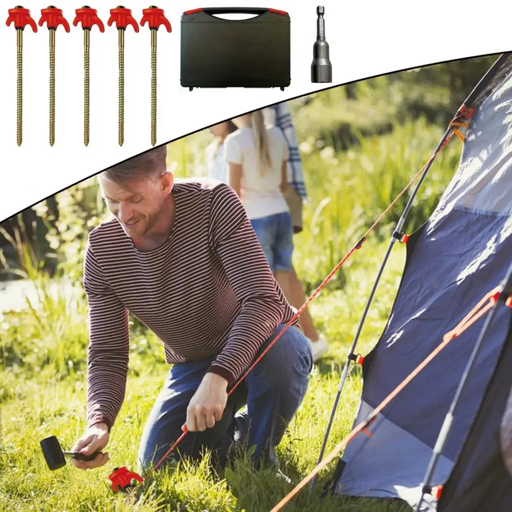 Screw-in Tent Stakes Heavy Duty Screw-in Tent Ground Peg Set for Maximum Stability Easy Setup 1 Set of Canopy Nail Stakes