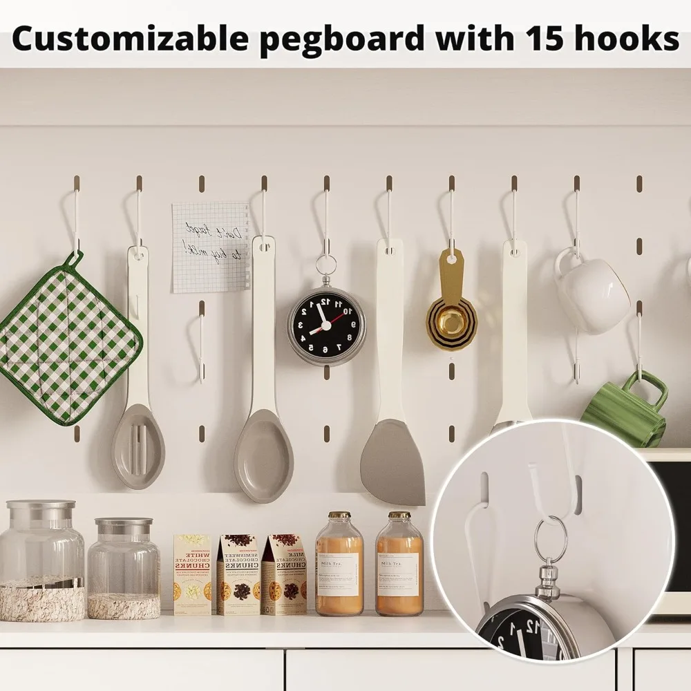 خزانة مطبخ على طراز المزرعة مع مساحة تخزين، ولوح بيجبورد، ومخرج طاقة، وأدراج #4