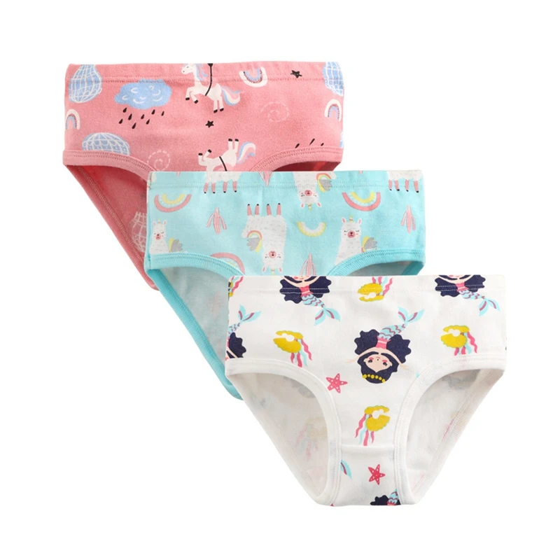 Pack of 3 Girls\' Soft Underwear Toddler Panties Toddler Undies Kids Girls Cotton Cool Breathable Panty Briefs 4-10 Years