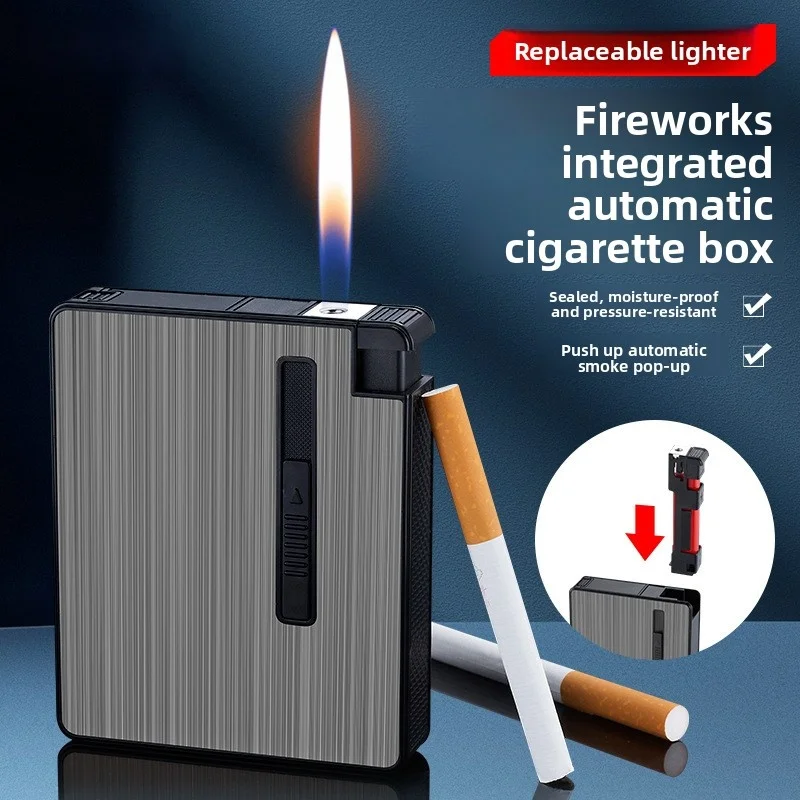 

Portable Cigarette Case with Built-in Replaceable Lighter Module Auto Eject Design for Convenient Smoking