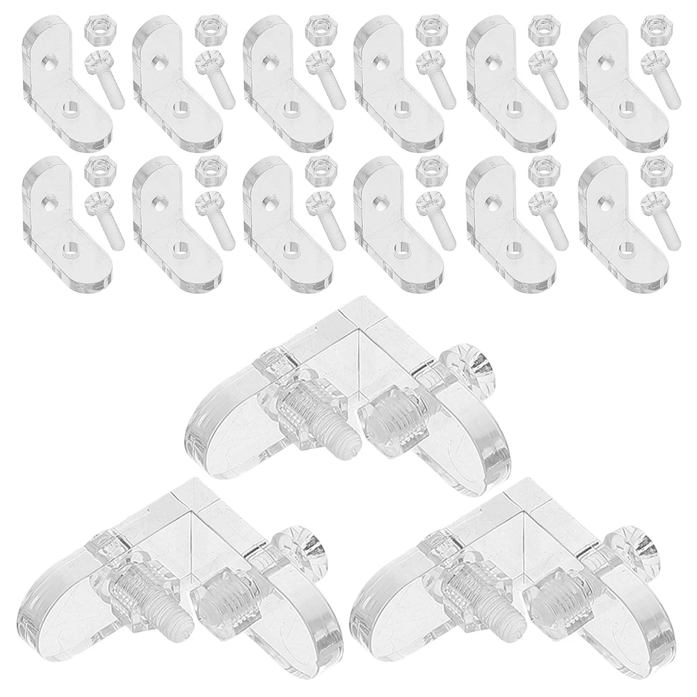 15Pcs Transparent Acrylic Corner Braces L-Shaped Joint Connectors for Display Cabinet Box Reinforcement Edge Clip Corner Support
