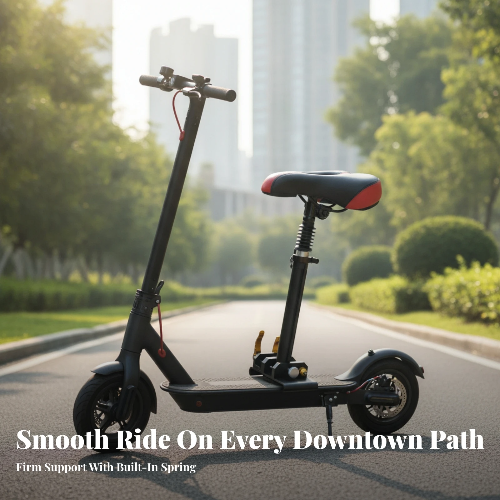 Adjustable Scooter Saddle with Post Ergonomic Scooter Seat with Clamp Base Accessory Long-Lasting Easy to Install for Commuters