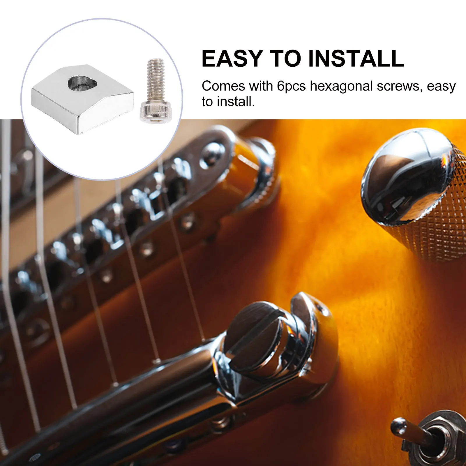 

Electric Guitar Accessories 2 Sets Cap Screw Locking Nut Clamps Iron Zinc Durable Strings Guitars Hexagonal Screws Easy