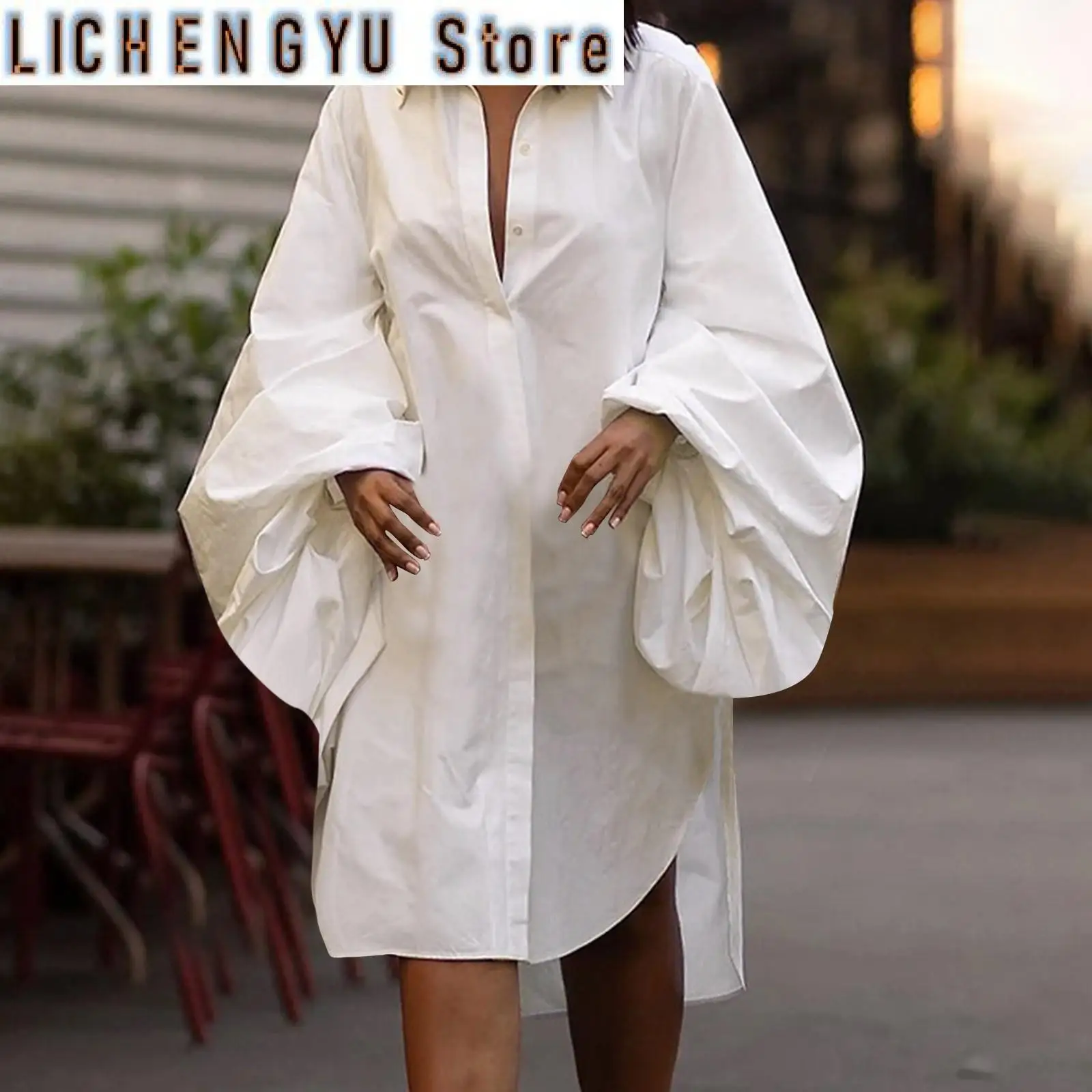 Jupe ample chemise à manches longues robe fendue tenues femmes fête décontracté Chic Cardigan robe élégante couleur unie Streetwear robes