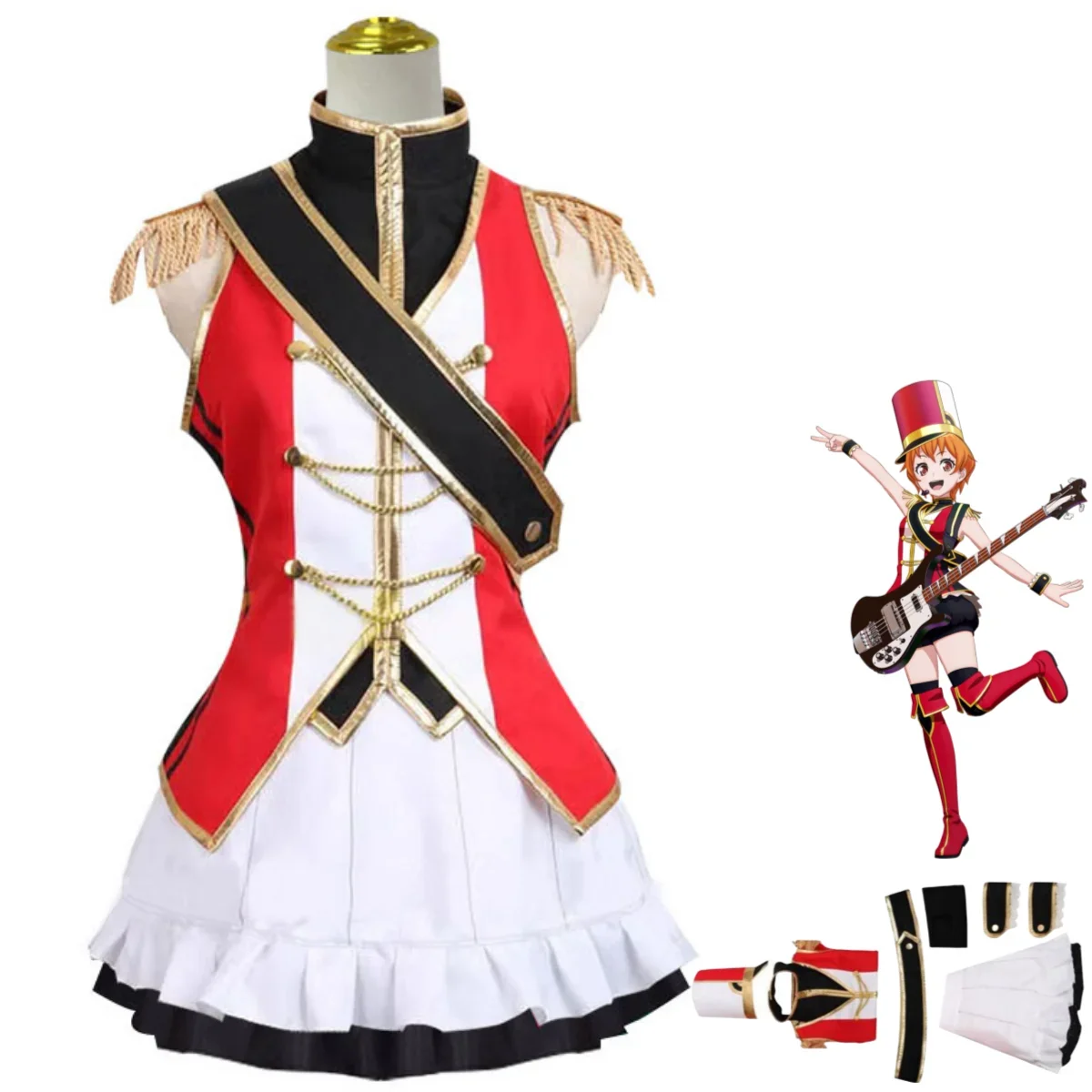 Anime BanG Dream Captain Cosplay Costume Hello, Happy World! Team Leader Red Uniform Skirt Woman Sexy Kawaii Carnival Suit