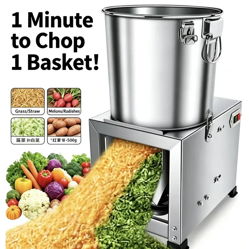 Heavy Duty Belt Drive Vegetable Shredder for Sweet Potato Vine Grass High Power Household Livestock Feed Chopper Machine for