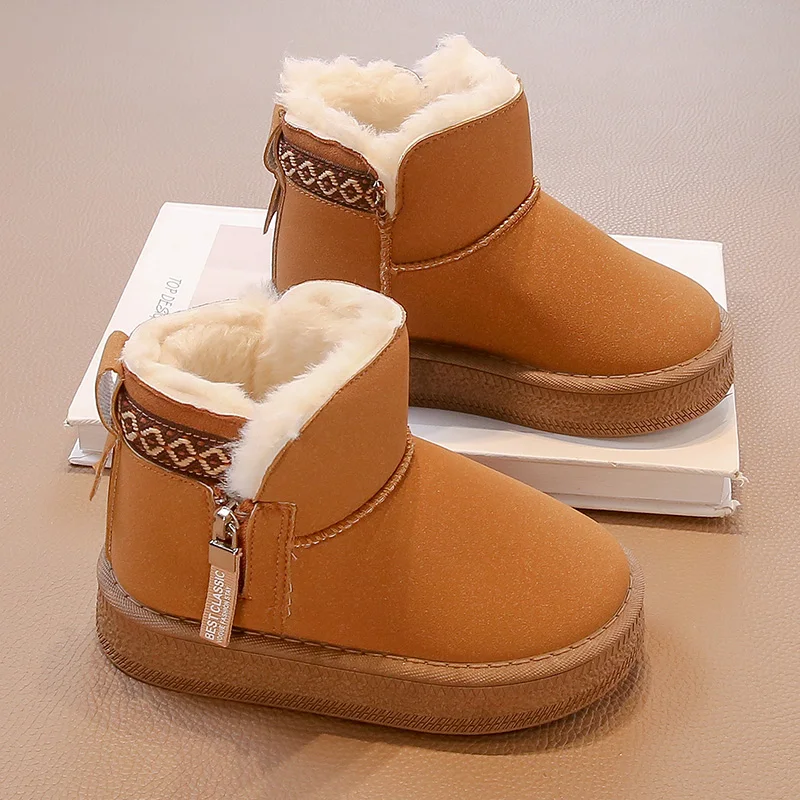 

Children's Snow Boots Girls Cotton Boots Big Cotton Warm Boys Short Boots 3-18 Years Old Soft Non-slip Kids Winter Boots Shoes