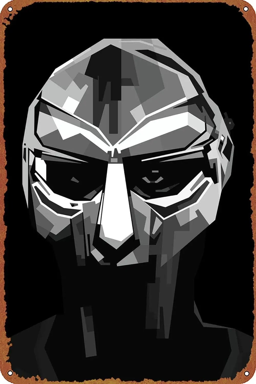 Póster musical de artista de Rap MF DOOM BW, logotipo de estaño de Metal, logotipo de pared Retro adecuado para el hogar, cafetería, bar, decoración de pared 20,32X30,48 c