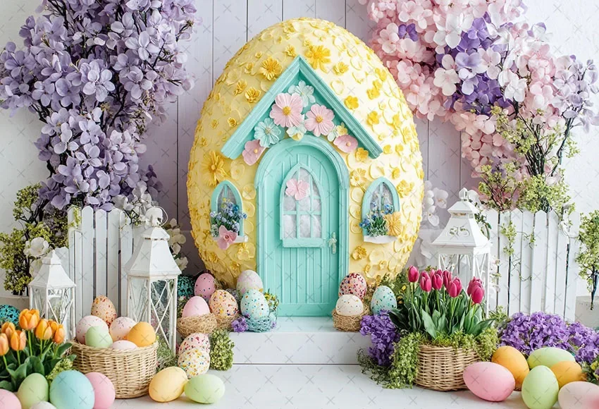 Mehofond Photography Background Spring Easter House Rabbits Eggs Kids Birthday Cake Smash Portrait Decor Backdrop Photo Studio