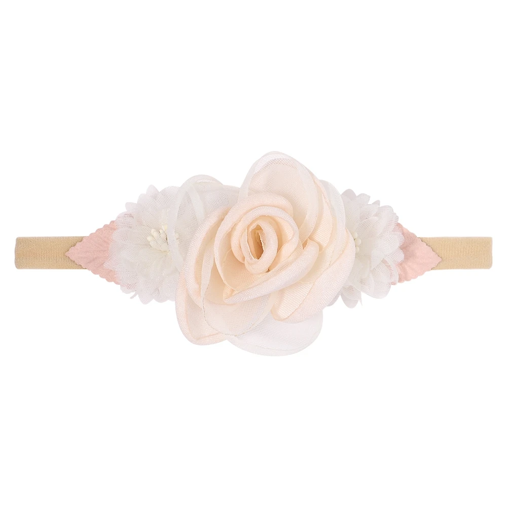 Diademas de flores artificiales para bebés y niñas, banda elástica de nailon hecha a mano, accesorios para el cabello, decoración para el cabello, 1