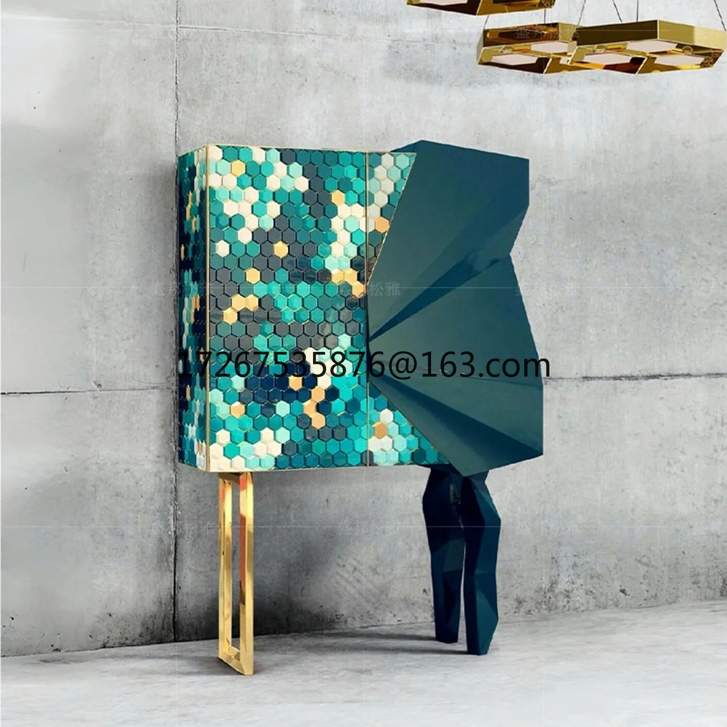 

Wine cabinet light luxury high-end villa living room against the wall modern creative design patch decoration side cabinet