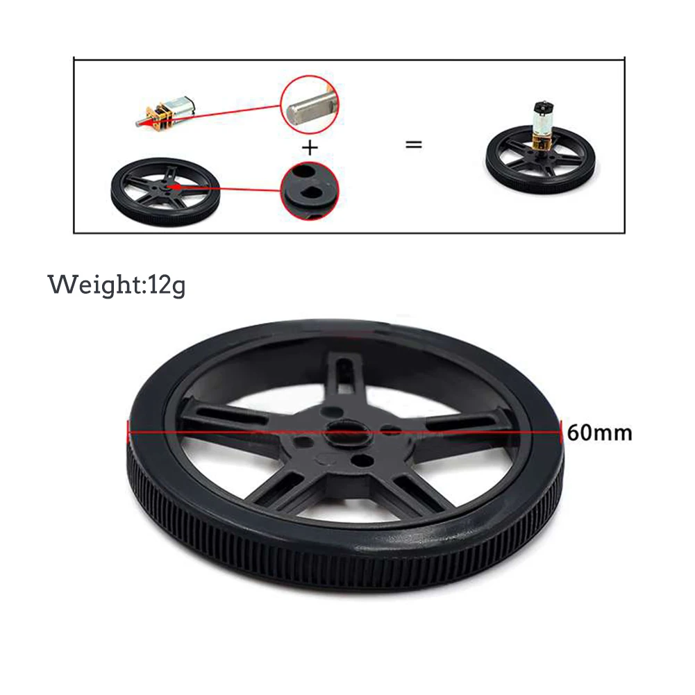 RCmall 4Pcs 5908-D3 60mm Silicone Tire for N20 Motor