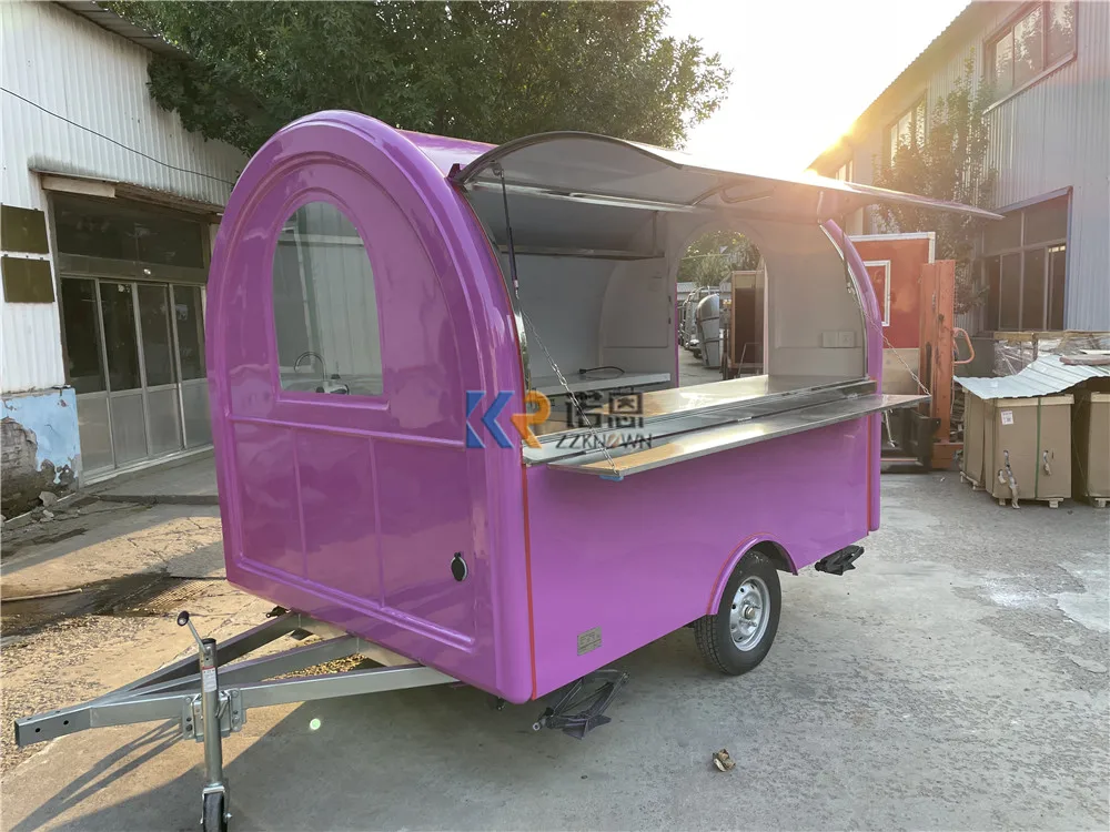 280cm Fast Food Truck Hot Dog Food Cart USA Customized Food Trailer With Full Restaurant Kitchen Equipments