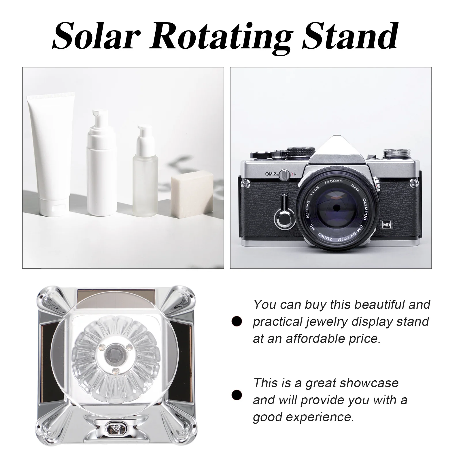 

1pc Jewelry Display Rotating Solar Powered Turntable For Watch Phone Rotating Display Stand Showcase Practical Holder
