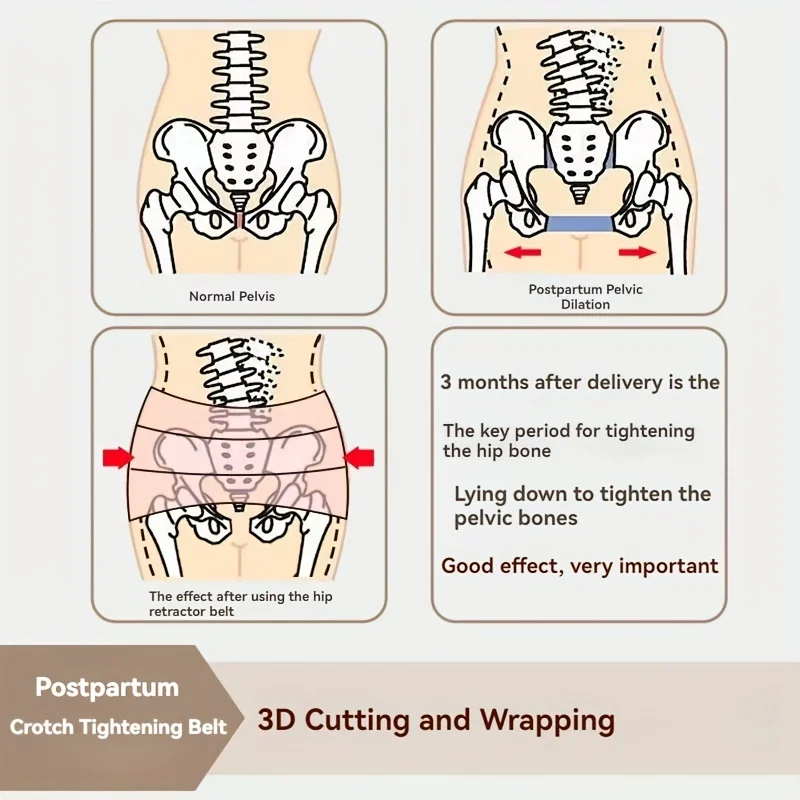 Cinturón de corrección pélvica posparto, cinturón pélvico con sello de cintura con hebilla frontal, levantamiento de cadera y cinturón abdominal, cinturón de elevación de cadera de una pieza