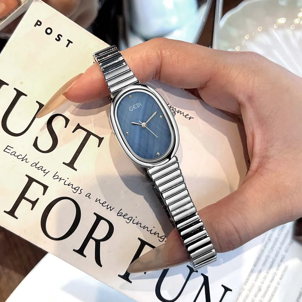 

GEDI Women's Watch Oval Steel Bracelet Stylish Refined Sophisticated Versatile for Daily Wear Elegance Women's Quartz Watch