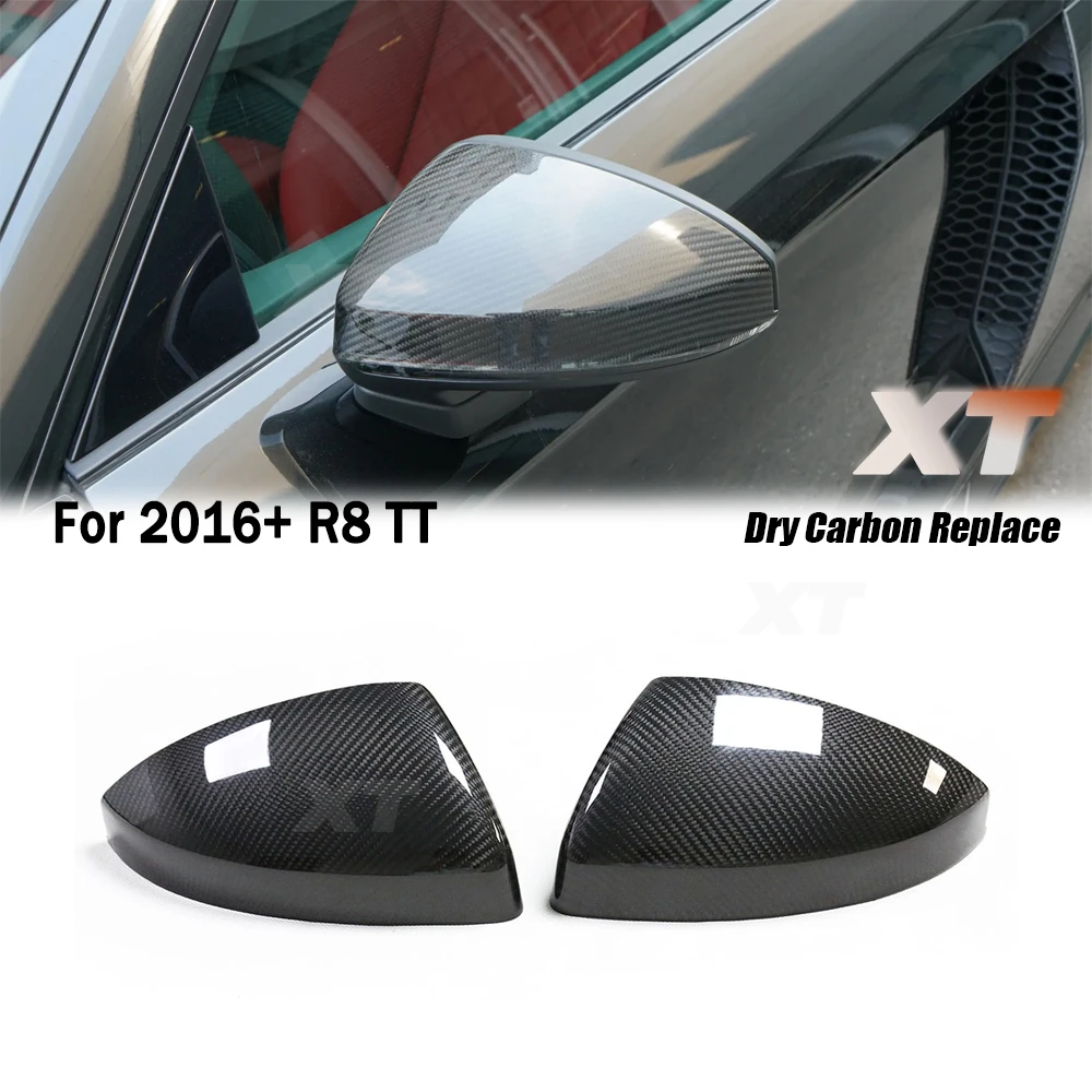 

For 2016+ Audi R8 TT TTRS Full Dry Carbon Fiber Rear View Mirror Cover Replacement With lane assist Performance Clips install